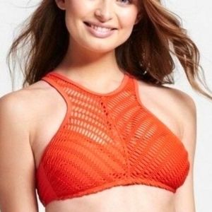 🛑SOLD- NWT Xhilaration Target orange halter crochet knit bikini swim top medium